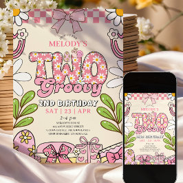 Convite de 2º aniversário retrô Daisy