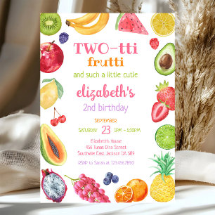 Convite de 2º aniversário Two-tti Frutti Fruit Kid