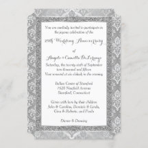 Convite de 25º Aniversário | Brilho de Prata FAUX