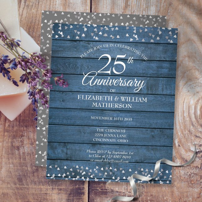 Convite de 25º Aniversário Rústico Orçamento Coraç (Criador carregado)