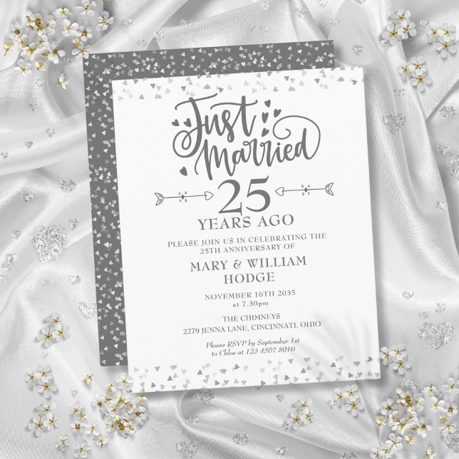 Convite de 25 de Recem casados de de Orçamento (Budget Just Married 25th Anniversary Invitation)