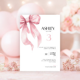 Convite de 3º Aniversário Arco Rosa para Meninas