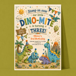 Convite de 3º Aniversário Dinossauro