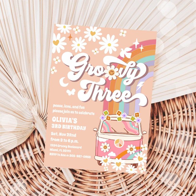 Convite de 3º Aniversário Groovy (Criador carregado)