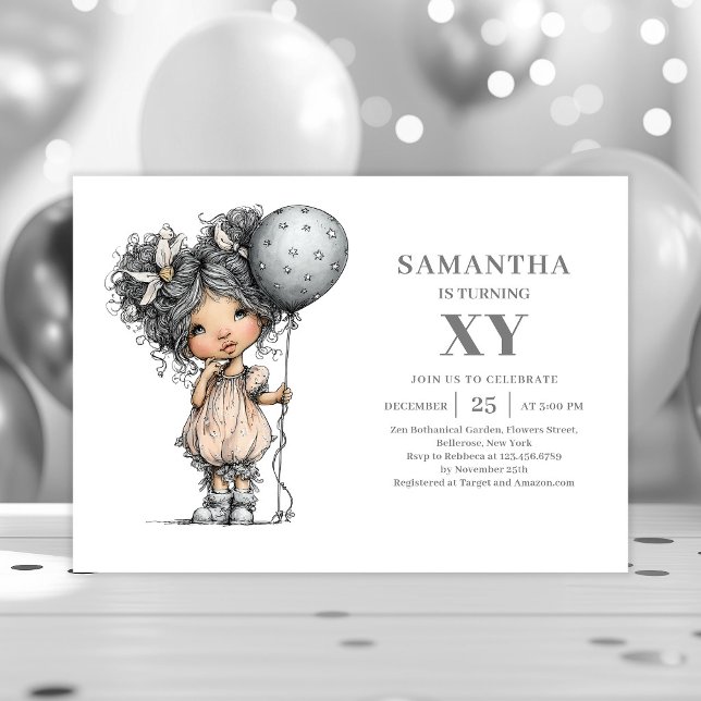 Convite de 3º Aniversário Menina Engraçada Preto D (Funny Toddler Girl Black Gold 3rd Birthday Invitation

)