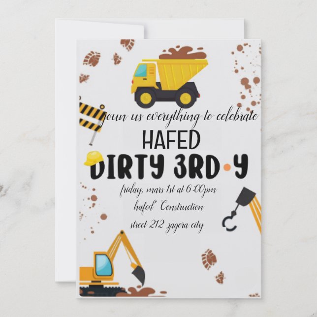 Convite de 3º Aniversário Sujo (Frente)