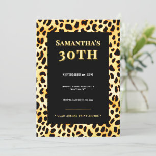 Convite de 30º Aniversário com Pelagem de Leopardo