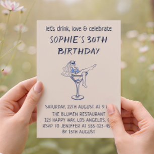 Convite de 30º Aniversário em Copo de Martini Chic