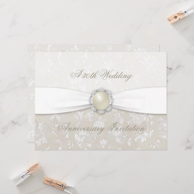 Convite de 30 de Casamento de Damask (Frente/Verso In Situ)