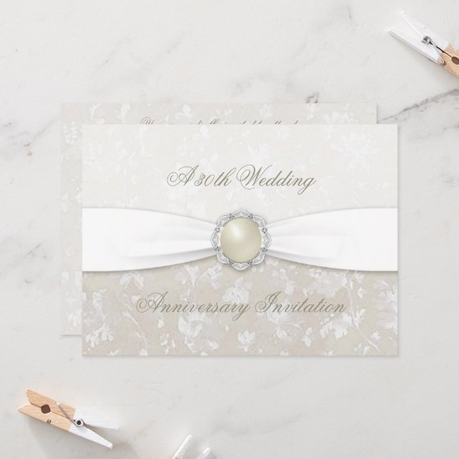 Convite de 30 de Casamento de Damask (Frente/Verso In Situ)