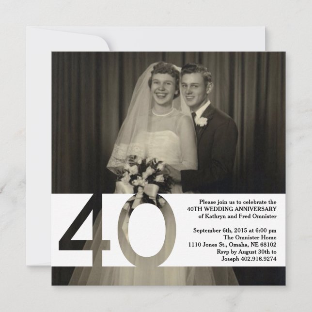 Convite de 40º Aniversário de Casamento 5.25 x 5.2 (Frente)