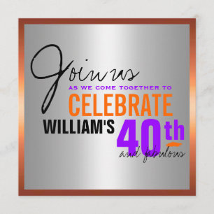 Convite de 40º aniversário do homem