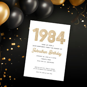 Convite de 40º Aniversário Dourado Preto Branco 19