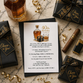 Convite de 40º Aniversário Masculino Elegante Marc
