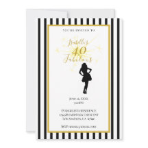 Convite de 40º Aniversário Preto e Dourado