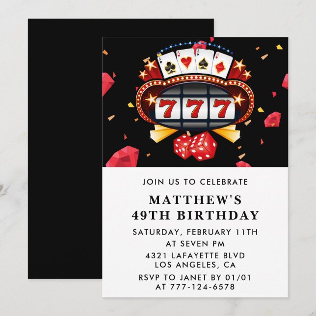 convite de 49º aniversário carta de jogar Casino P (Frente/Verso)
