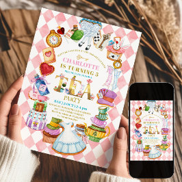 Convite de 5º aniversário da Alice no País das Mar