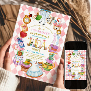 Convite de 5º aniversário da Alice no País das Mar