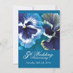 Convite de 5º aniversário de casamento azul turque