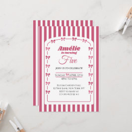 Convite de 5º Aniversário Menina Rosa Blush Vintag