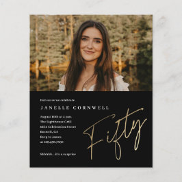 Convite de 50ª Foto de Aniversário Dourado de Scri