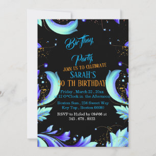 Convite de 50º Aniversário   Aniversário Azul Mari