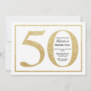Convite de 50º Aniversário Brilho Dourado