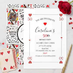 convite de 50º aniversário carta de baralho cassi