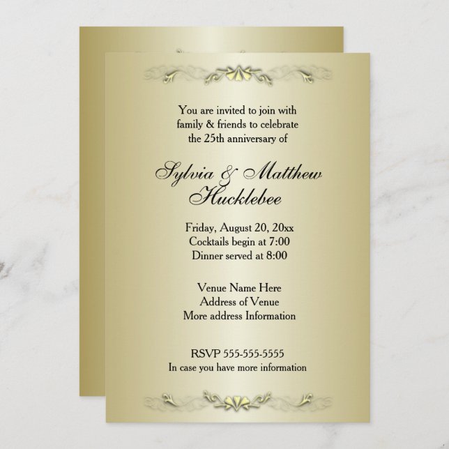 Convite de 50º Aniversário de Casamento (Frente/Verso)