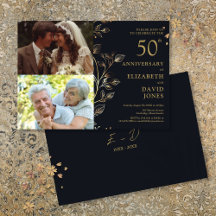 Convite de 50º Aniversário de Casamento Dourado co