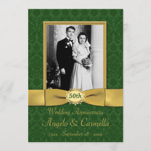 Convite de 50º Aniversário de Casamento em Verde