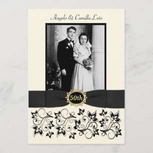 Convite de 50º Aniversário de Casamento - Marfim