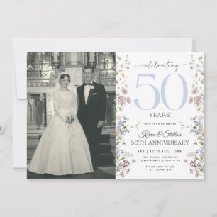 Convite de 50º Aniversário de Wildflowers com Foto