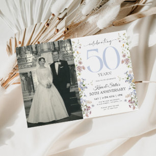 Convite de 50º Aniversário de Wildflowers com Foto
