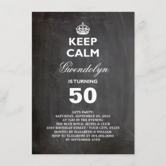 Convite de 50º Aniversário Divertido Chalkboard Ke