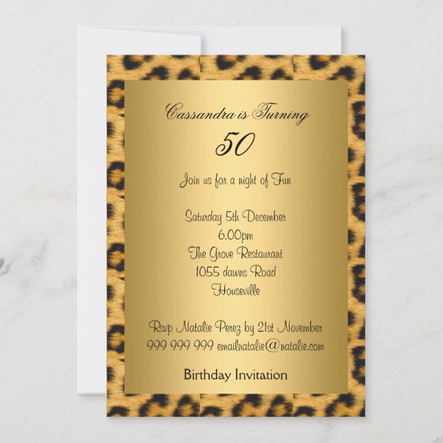 Convite de 50º Aniversário Leopardo Dourado (Frente)