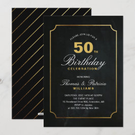 Convite de 50º Aniversário Ouro Simples Elegante