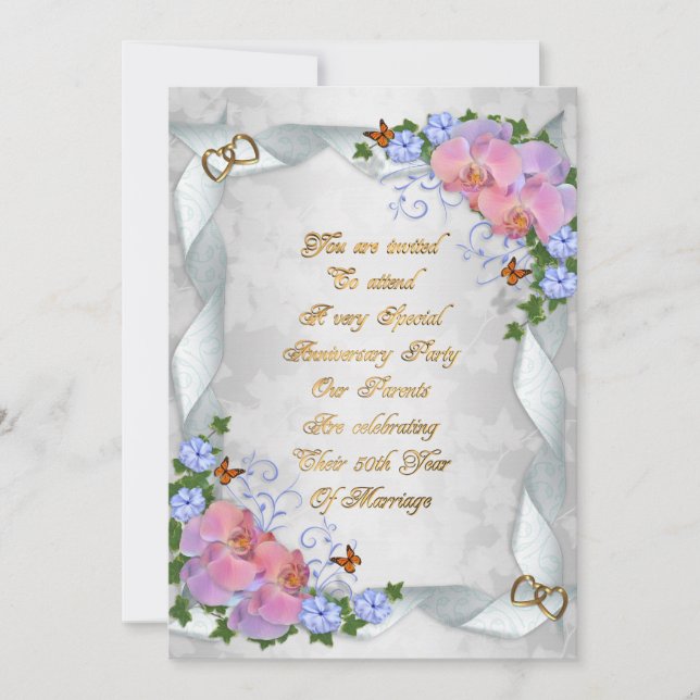 convite de 50º aniversário para os pais (Frente)