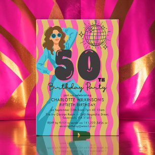 Convite de 50º Aniversário Retro Bola de Discoteca