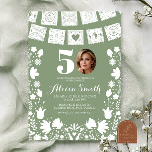 Convite de 50 Aniversário Sage Green Mexican Cieli
