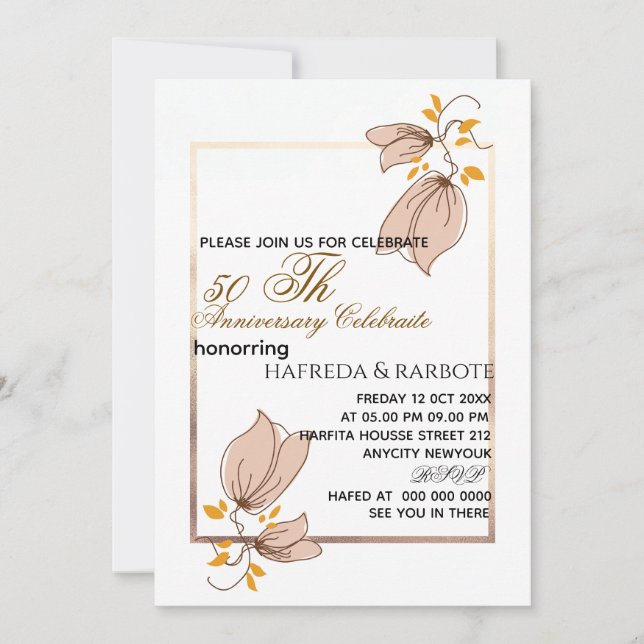 Convite de 50 anos, Casamento Verde Anni (Frente)