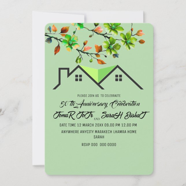 Convite de 50 anos, Casamento Verde Anni (Frente)