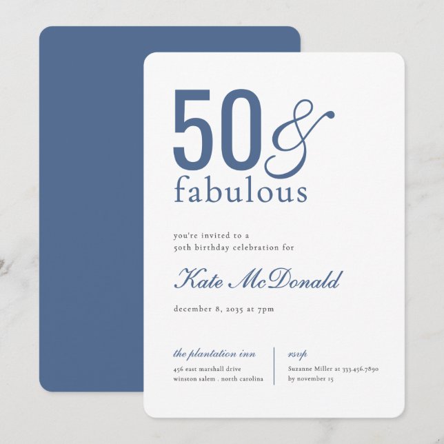 Convite de 50 anos e Fabuloso Aniversário de 50 an (Frente/Verso)