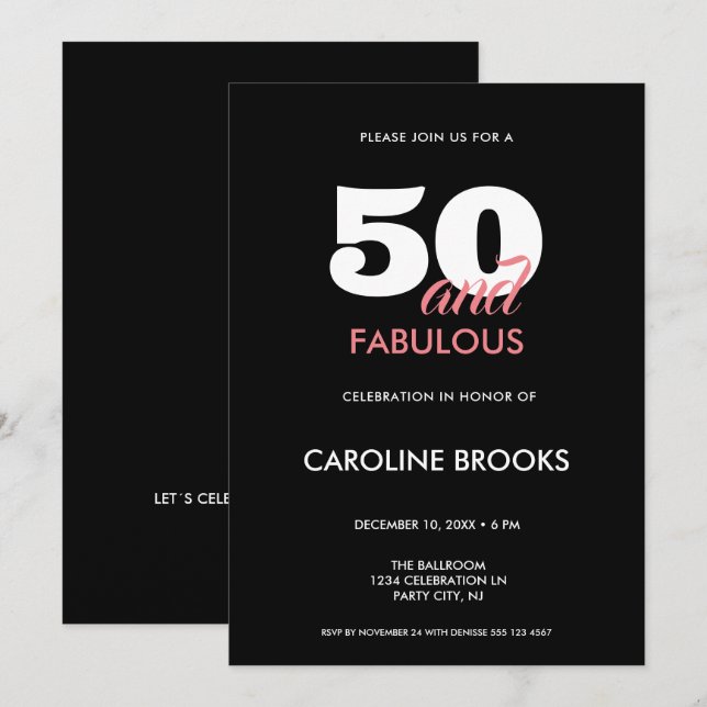Convite de 50 anos e fabuloso preto (Frente/Verso)