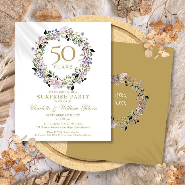 Convite de 50 anos para a Parte Surpresa do Orçame (Budget Surprise Party 50th Anniversary Invitation)