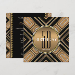 Convite de 50 de aniversário para Deco da Arte Mod
