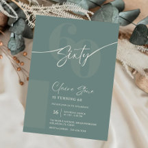 Convite de 60º Aniversário Cinza Sage Elegante