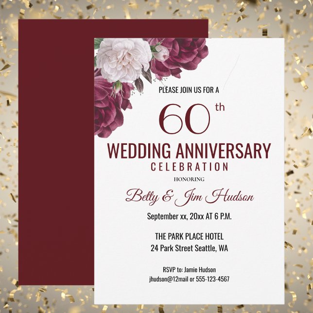 Convite de 60º Aniversário de Casamento (60th Wedding Anniversary Invitation)