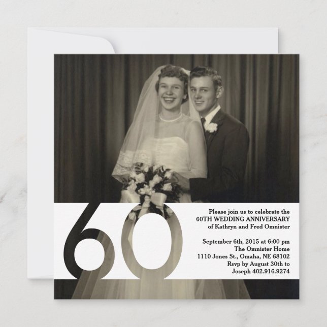 Convite de 60º Aniversário de Casamento 5.25 x 5.2 (Frente)