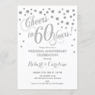 Convite de 60º Aniversário de Casamento - Branco P